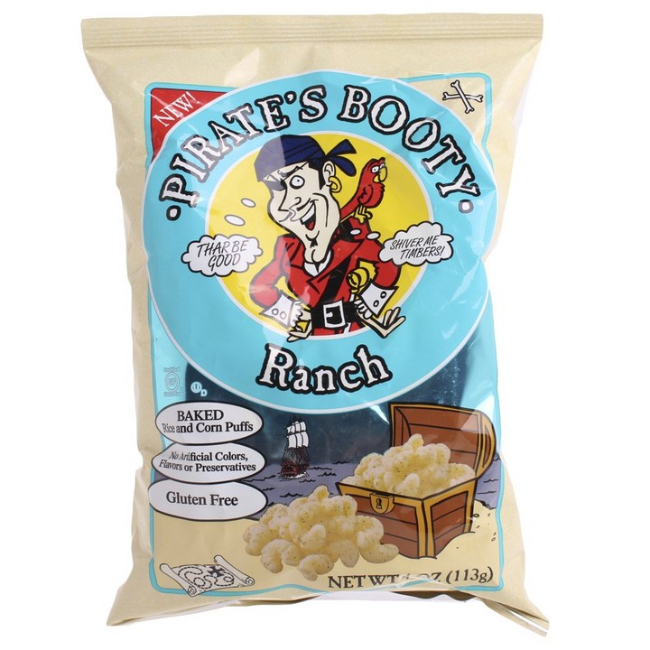 Pirate's Booty 랜치 베이크드 라이스 앤 콘 퍼프, 113g, 1개