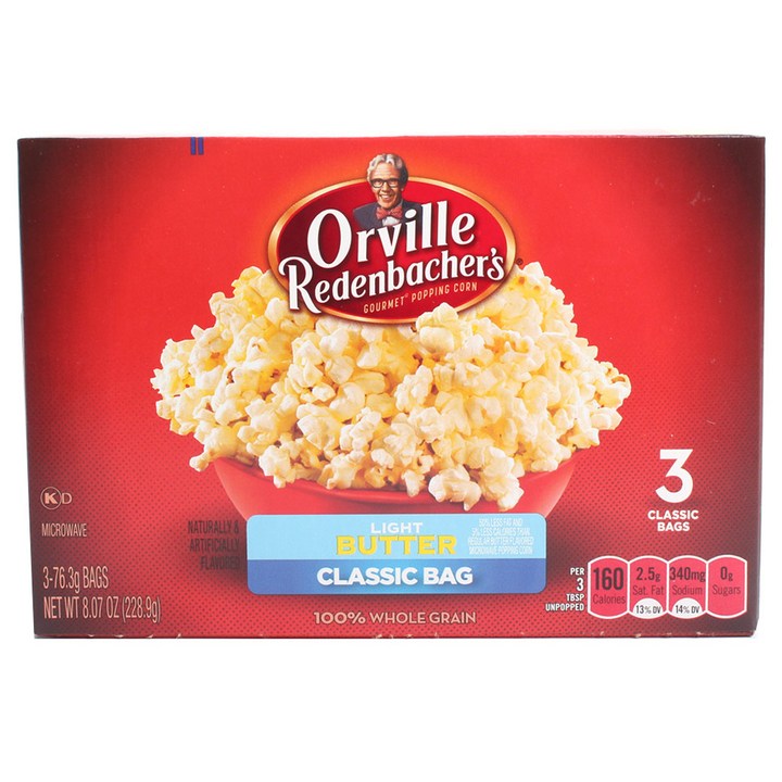 Orville Redenbacher 클래식 백 팝콘 라이트 버터 3개입, 228.9g