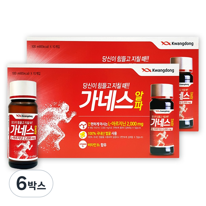 광동 가네스알파 L-아르기닌 2000mg (총 20병), 1L, 6박스