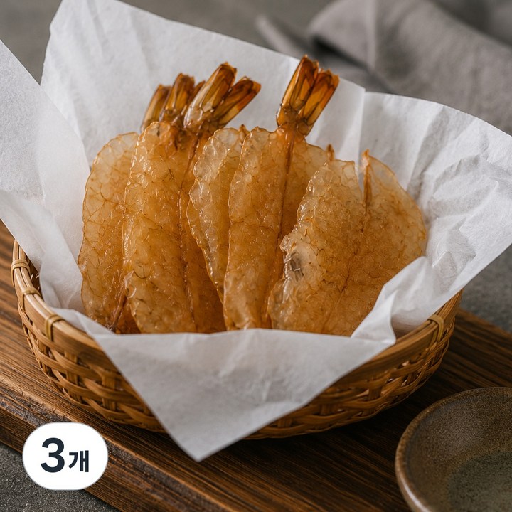 통살 조미 새우포 흰다리새우 새우말랭이 말린 쫀득한 새우포, 3개, 50g