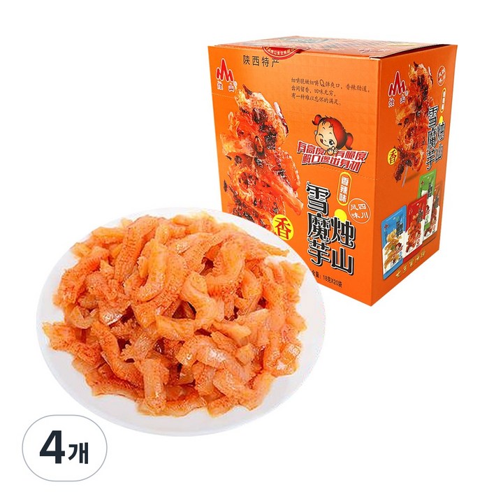 (배터짐) 싼시특미쭈쌴 향라맛 설곤약 곤약 맥주안주 매콤간식 한곽 20개 포장, 360g, 4개