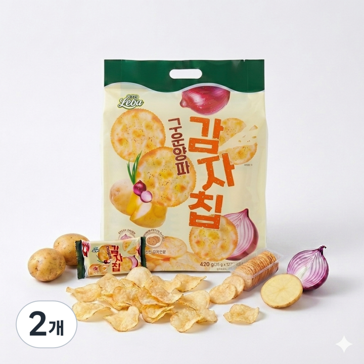 파사삭 구운양파 감자칩 대용량, 2개, 420g