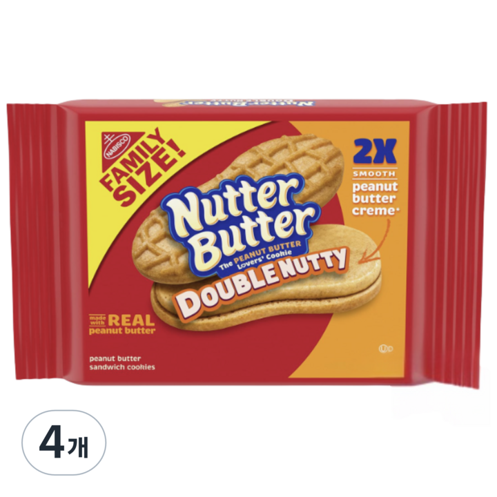 너터버터 더블 너티 피넛버터 샌드위치 쿠키 패밀리사이즈, 4개, 433g
