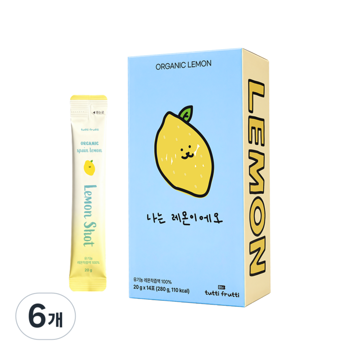 뚜띠프루티 나는 레몬이에오 유기농 레몬즙, 6개, 280ml