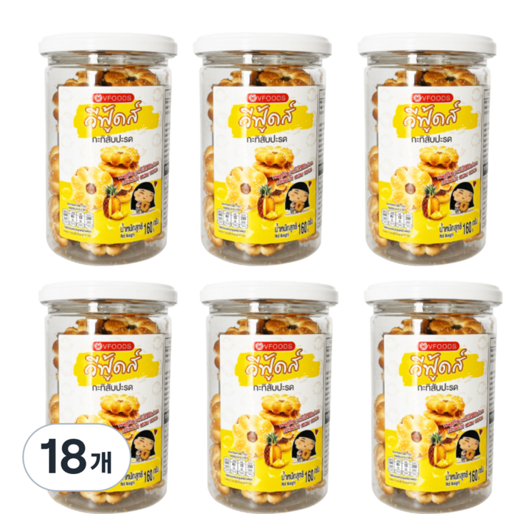 태국과자 코코넛 파인애플 비스킷 160G 6EA, 18개