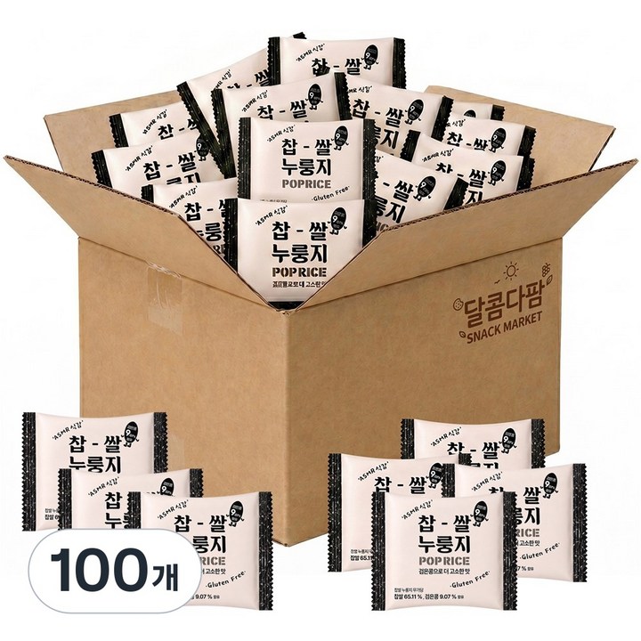 검은콩으로 더 고소한 찹쌀 누룽지 무가당 스낵 개별포장, 100개, 25g