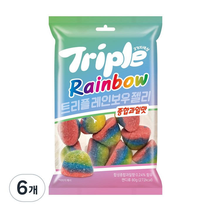 선우글로벌 트리플 레인보우젤리, 80g, 6개