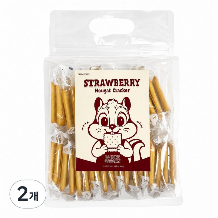 다정곳간 딸기누가크래커 대만 쫀득쿠키 비스킷 개별포장, 2개, 300g
