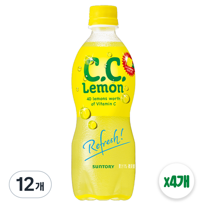 산토리 CC 레몬 일본 비타민 음료 [정식통관/국내배송], 12개, 500ml
