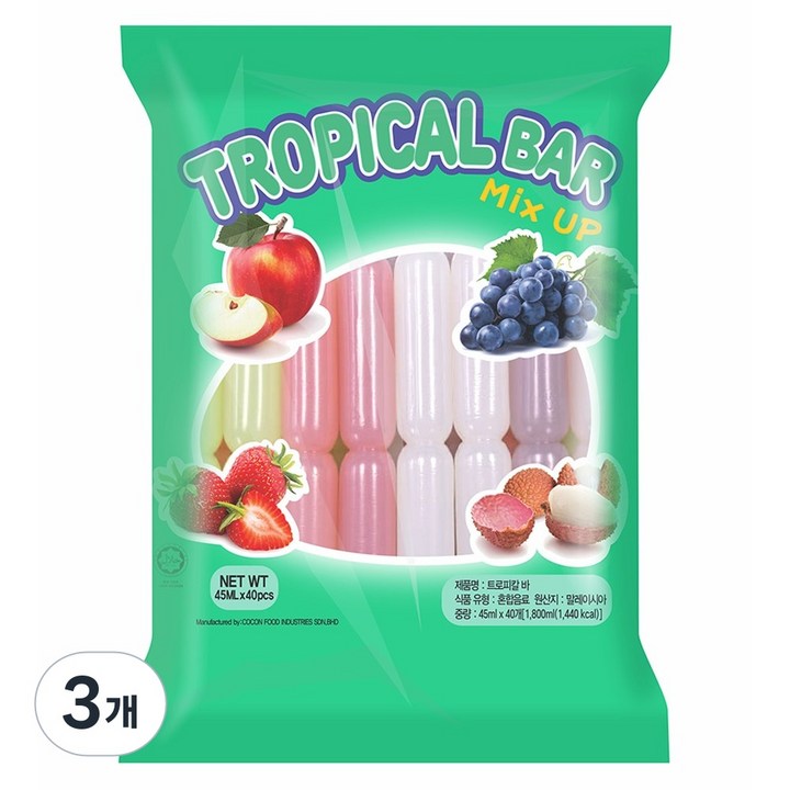 트로피칼 아이스바 믹스업 대용량 벌크 40개, 3개, 1.8L