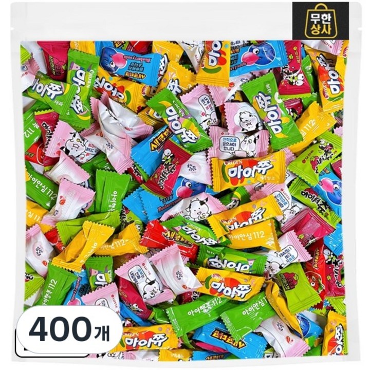 츄잉캔디 혼합 200입 세트(마이쮸 사과+마이쮸 애플망고+말랑카우 딸기+새콤달콤 딸기 블루베리+아이셔츄 포도 샤인머스캣), 400개, 4g