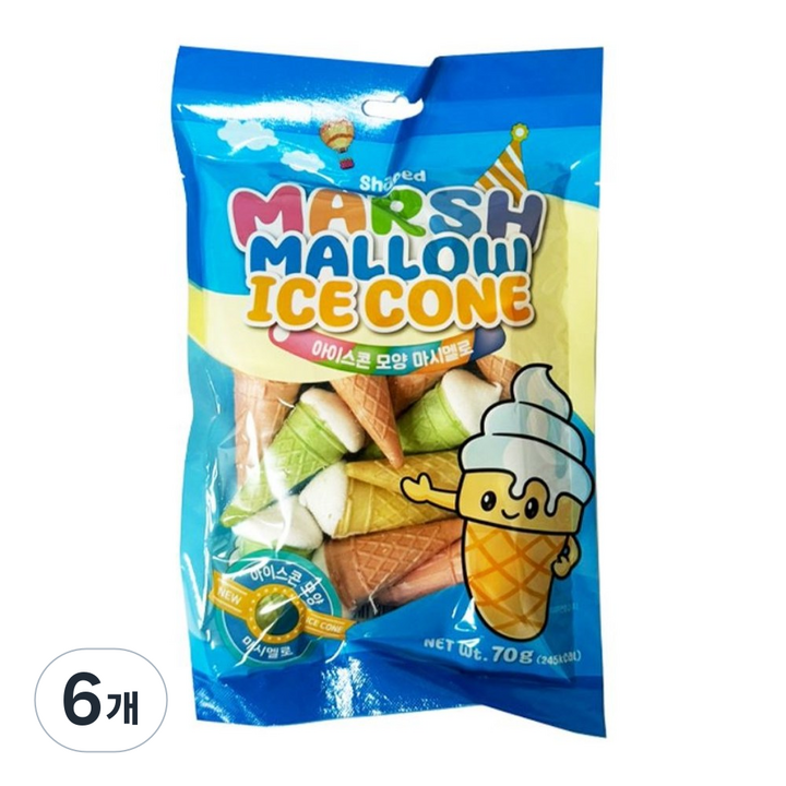 아이스콘 모양 마시멜로, 6개, 70g