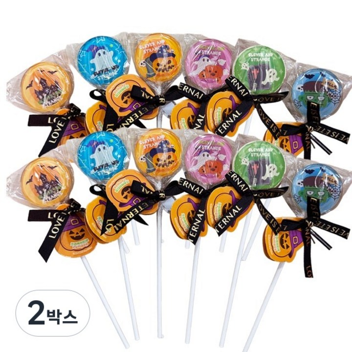 크리에이티브 롤리팝 캔디 1box (12개입) 할로윈캔디 학예회 크리스마스 어린이날 단체선물 유치원 어린이집 학원 선물 답례품, 2박스, 240g