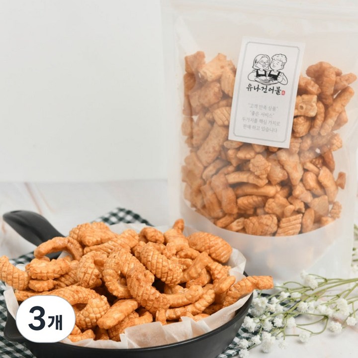 유나건어물 단짠 바삭한 오징어맛칩, 3개, 150g