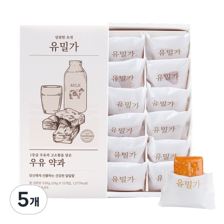 유밀가 수제 우유 약과 12개입, 360g, 5개