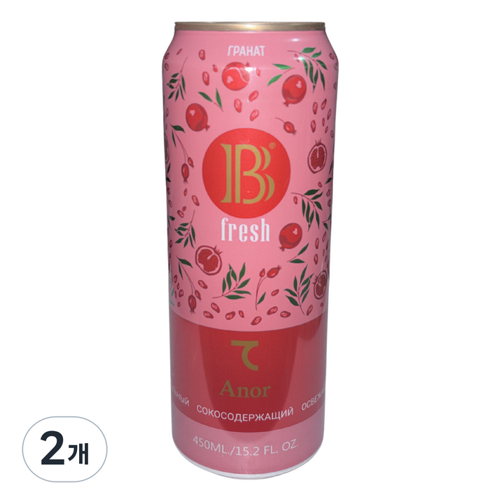 B FRESH POMEGRANATE DRINK 비프레쉬 석류맛 음료, 2개, 450ml