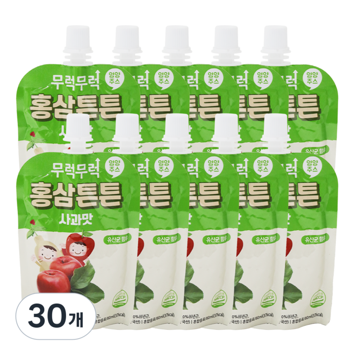 무럭무럭 홍삼튼튼 사과 유산균 아기 주스, 30개, 80ml