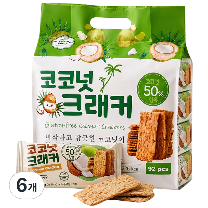 베트남 코코넛 50% 크래커 천연재료 건강간식, 1.035kg, 6개
