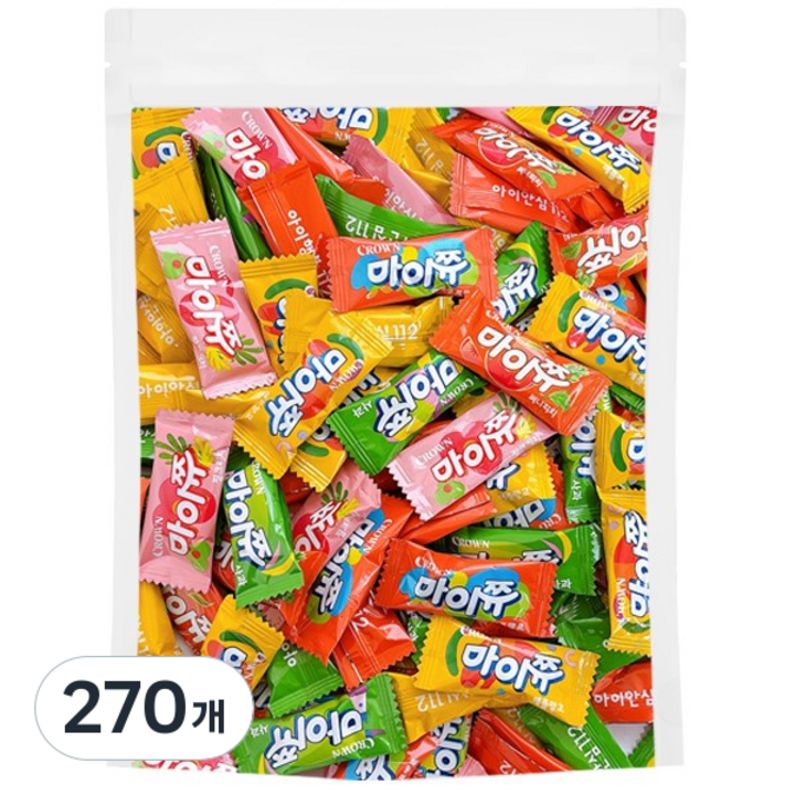 크라운 마이쮸 5가지 맛(사과 애플망고 캔털루프멜론 핑크리치 써니피치), 270개, 4g