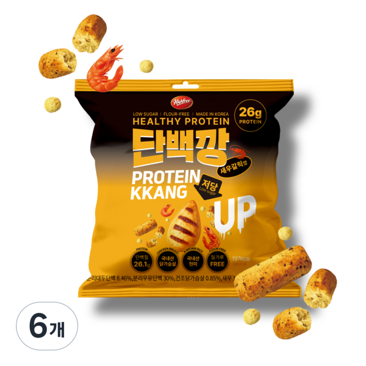 단백깡 단백질26g 글루텐프리 다이어트과자 저당과자 프로틴볼 갈릭새우맛, 6개, 50g