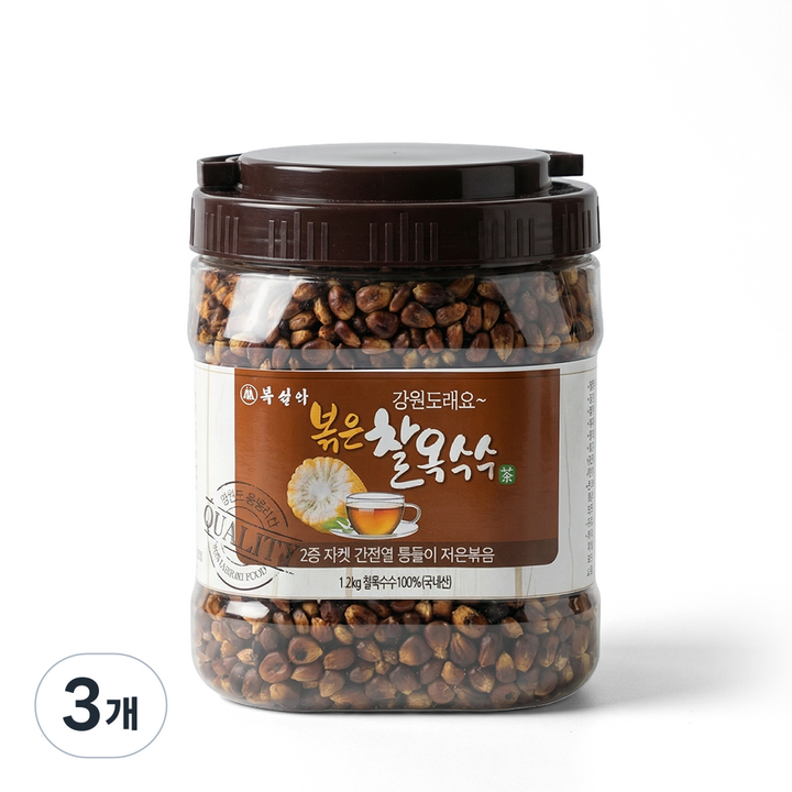 기름기 없이 볶은 국내산 고냉지 찰옥수수, 1.2kg, 3개