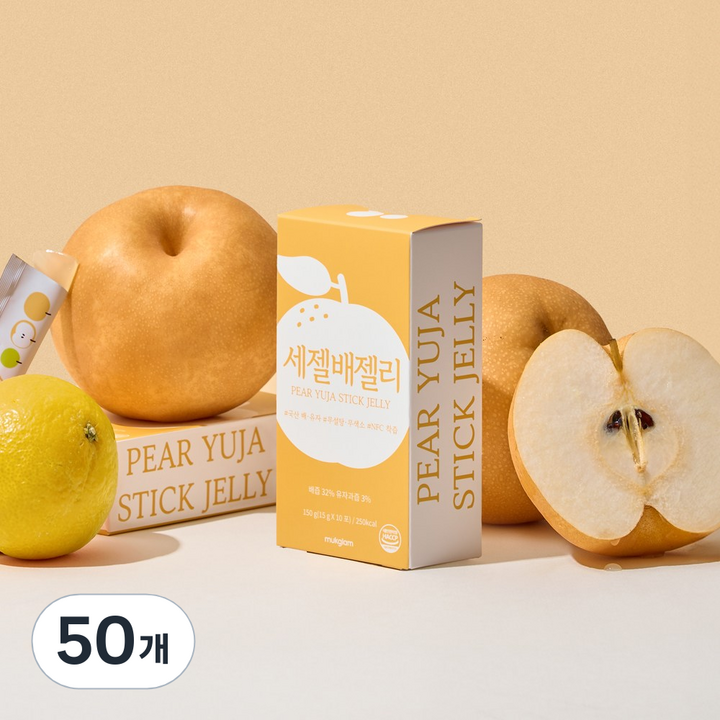 국산 배 유자가 듬뿍 무설탕 제로젤리 배맛젤리 유자맛젤리 곤약젤리 말랑한젤리 과일맛젤리 후르츠 대용량, 15g, 50개