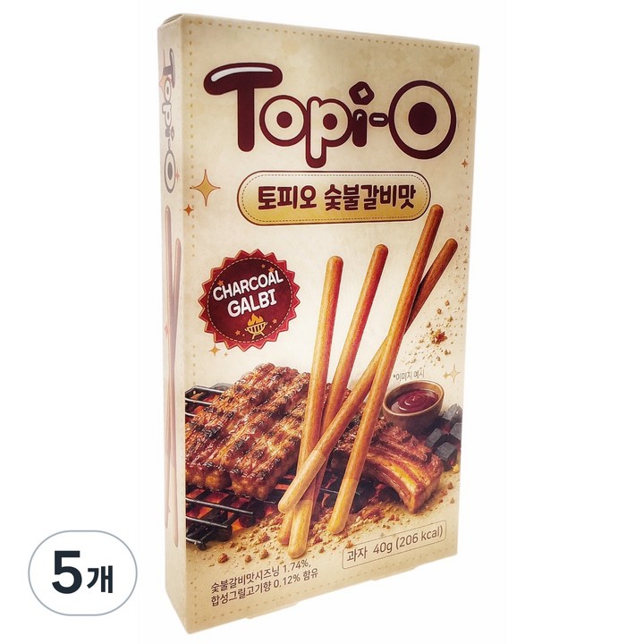 선우글로벌 토피오 숯불갈비맛 스틱과자, 5개, 40g