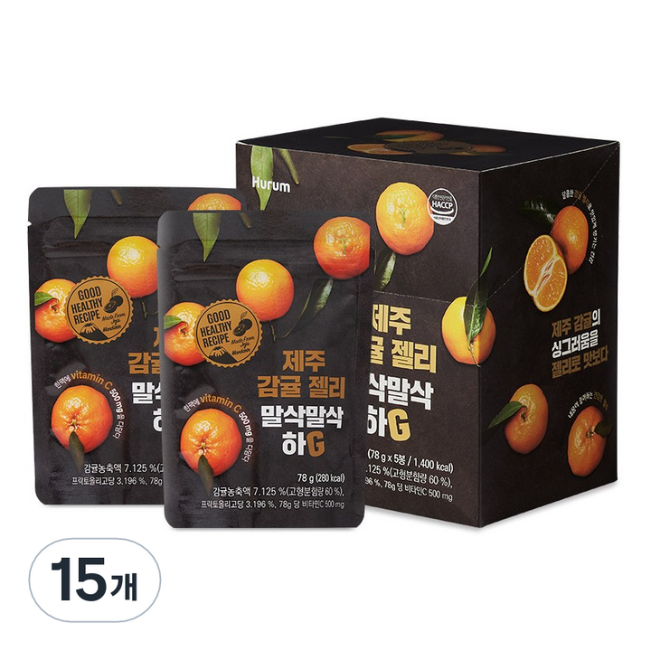 제주 감귤 젤리 말삭말삭 하G 5개입 세트, 78g, 15개