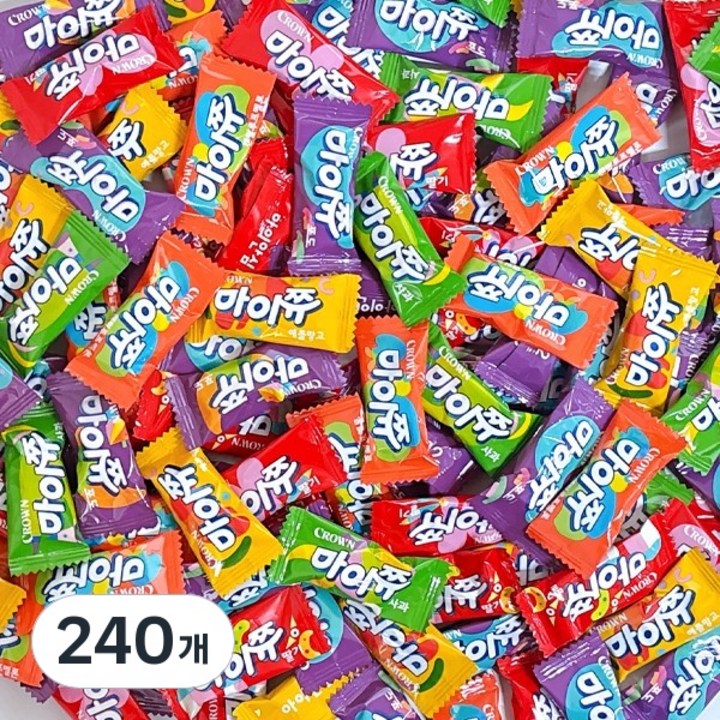 크라운 마이쮸 4가지 맛-딸기 망고 포도 멜론, 240개, 4g