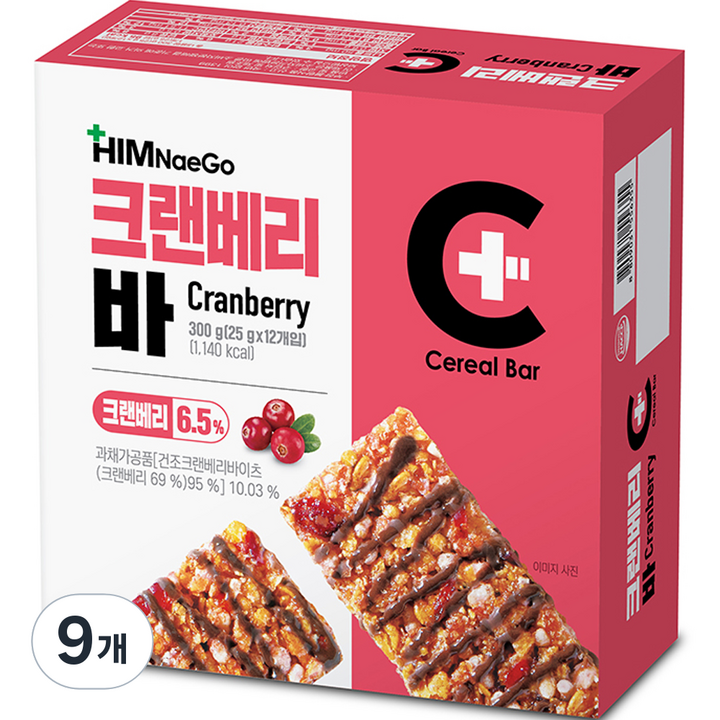 힘내고 크랜베리바, 300g, 9개