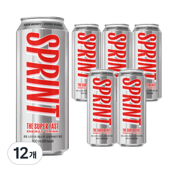 클룹 스프린트 에너지 사우어베리 제로 고카페인, 500ml, 12개