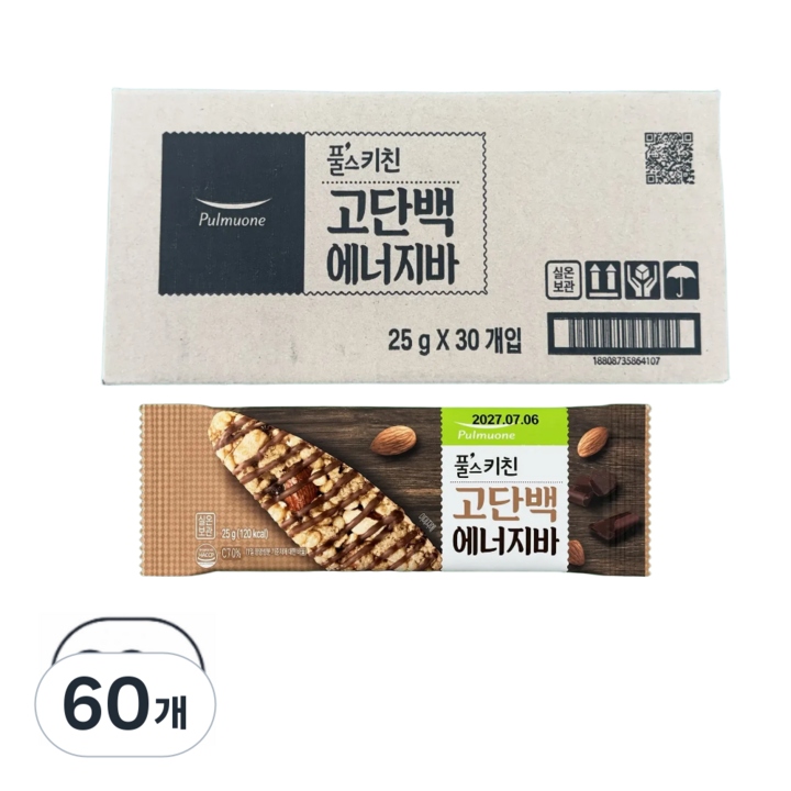 풀무원 풀스키친 고단백 에너지바, 60개, 25g