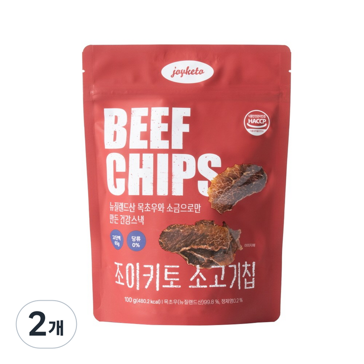 조이키토 소고기칩 대용량 그래스페드 목초우 단백질 스낵, 2개, 100g