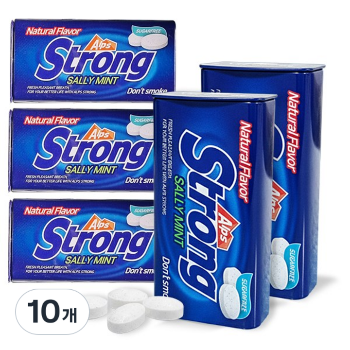 알프스스트롱 무설탕 금연 샐리민트 무색소 천연향 캔디 본품, 30g, 10개