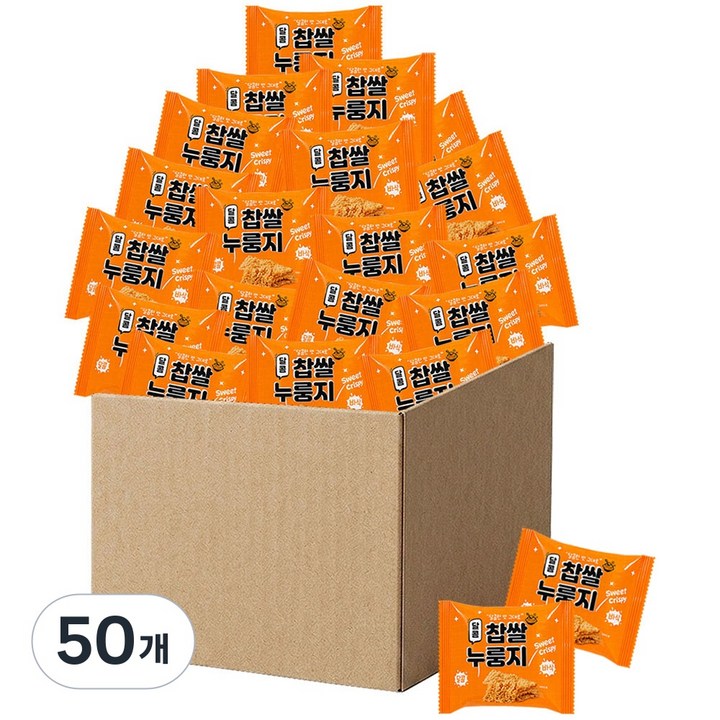 달콤 찹쌀 누룽지 바삭한 크리스피 쌀과자 개별포장 간식, 50개, 24g