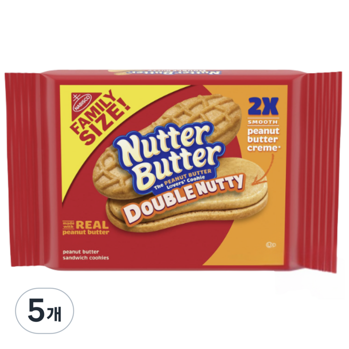 너터버터 더블 너티 피넛버터 샌드위치 쿠키 패밀리사이즈, 5개, 433g