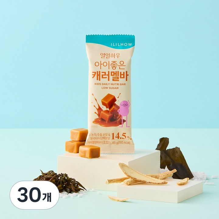 일일하우 아이좋은 캐러멜바 초등학생 어린이 저당 영양 간식, 30개, 45g