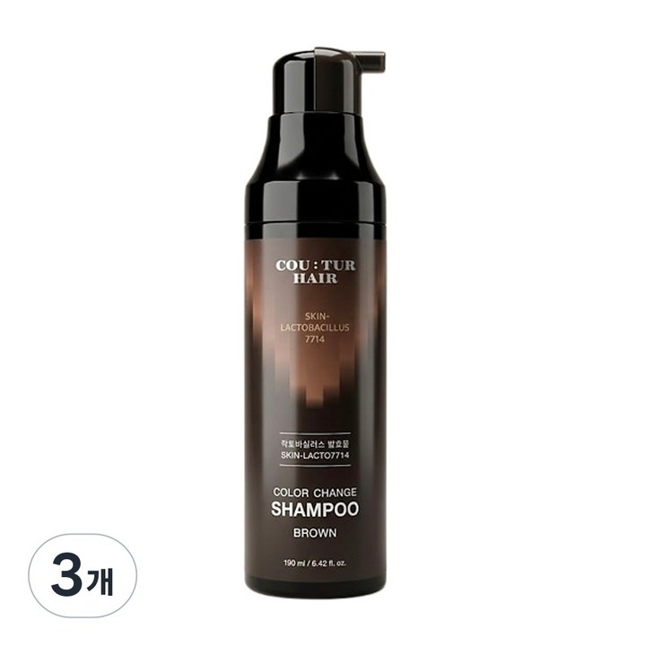 꾸띄르헤어 스킨락토7714 염색샴푸 시즌 4 갈색, 190ml, 3개