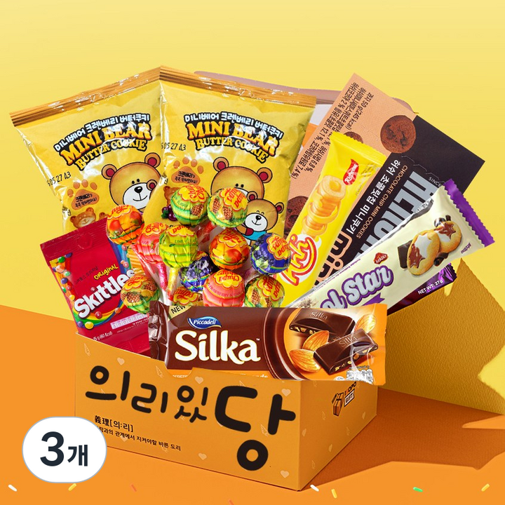 의리있다 의리의리한 달콤 초콜릿 간식 과자선물세트, 600g, 3개