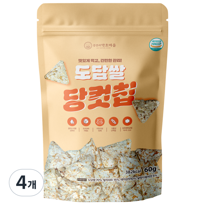 기름제로 건강스낵 저당 도담쌀 당컷칩, 4개, 60g