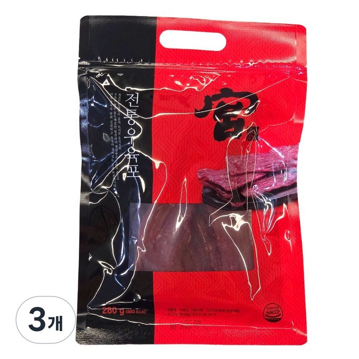 견우푸드궁 우육포, 280g, 3개