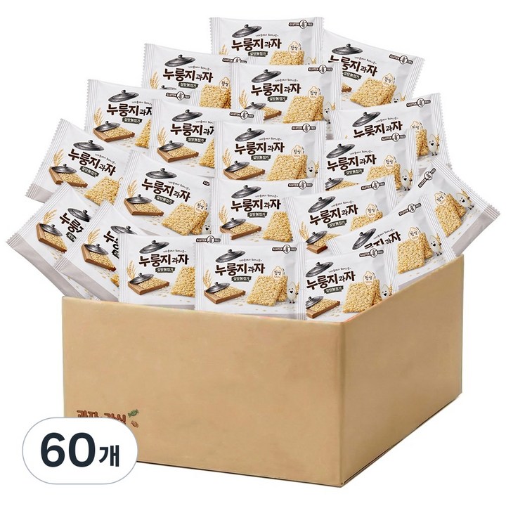 찹쌀로 만든 누룽지 과자 무가당 고소한맛 전통스낵 개별포장, 60개, 26g