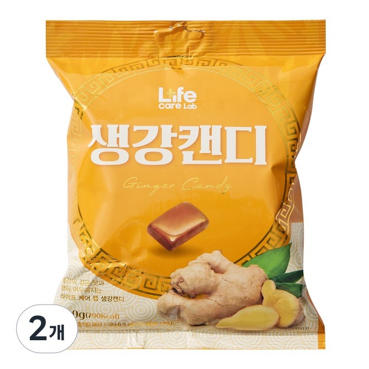 라이프케어랩 생강 캔디 건강 목캔디 사탕 간식, 200g, 2개