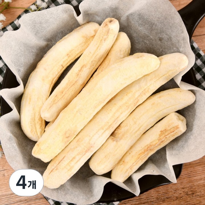 바삭한 리얼 100% 통 동결건조 바나나 칩, 4개, 100g