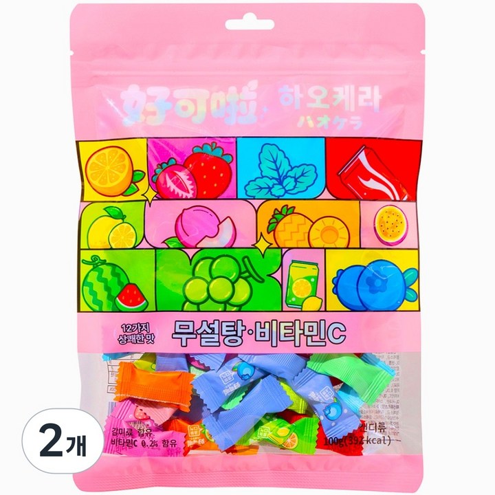하오케라 무설탕 비타민C 제로슈거 캔디, 2개, 100g