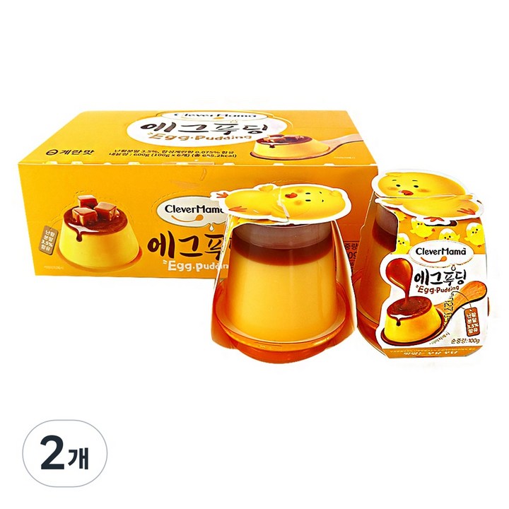 (배터짐)CIeverMama 계란우유맛 에그푸딩 젤리 카라멜 한곽100g 6개개입, 2개, 600g