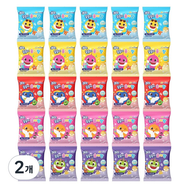 앙팡드봉봉 스낵스 핑크퐁 아기상어 줄줄이 솜사탕 15p, 60g, 2개