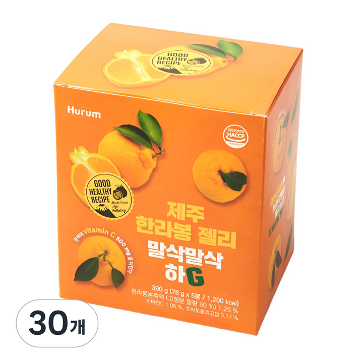 제주 한라봉 젤리 말삭말삭 하G 세트, 30개, 78g