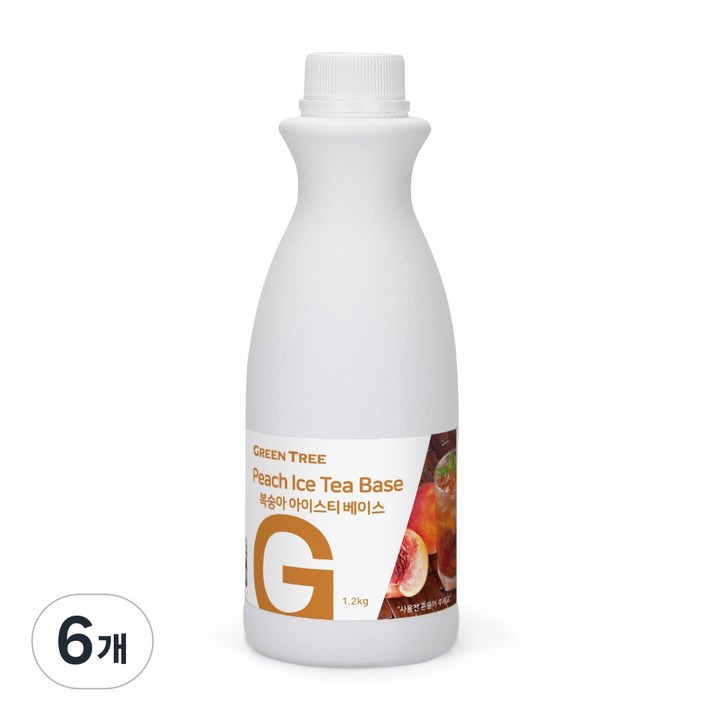 그린트리 복숭아 아이스티 베이스, 1.2kg, 6개