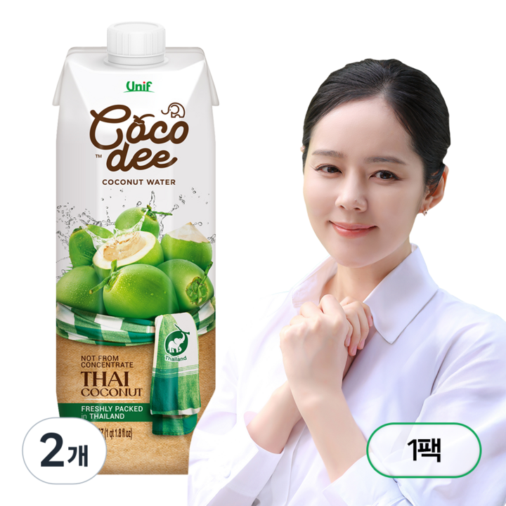 유니프 코코디 코코넛워터, 1L, 2개